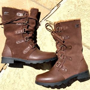 SOREL lace up winter hiking snow rain boots 10.5 brown